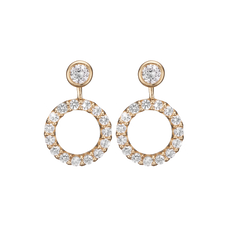 Load image into Gallery viewer, Flying Cirlce Hanging Earrings Gold s handcrafted in 925 Sterling Silver and availavle in Gold or Silver finish with Real  Gemstones