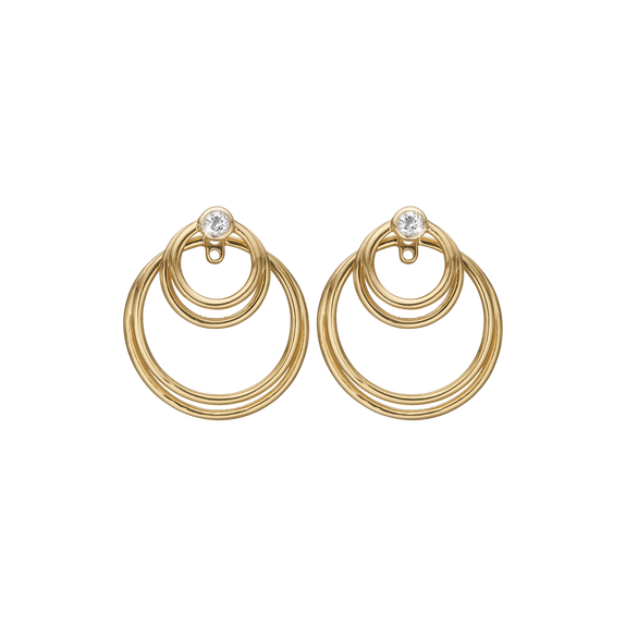 Circles of Joy Hanging Earrings Golds handcrafted in 925 Sterling Silver and availavle in Gold or Silver finish with Real Gemstones