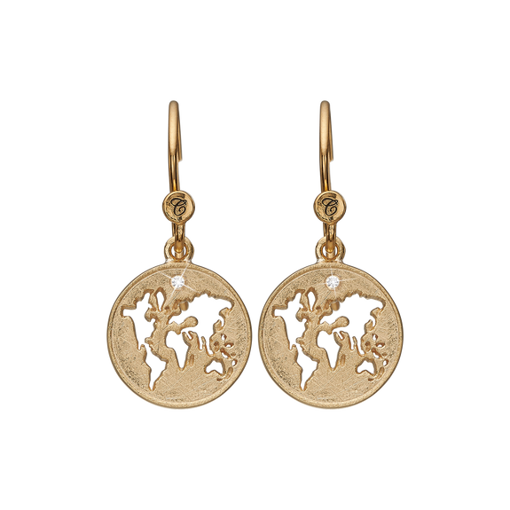 The World Hanging Earrings handcrafted in 925 Sterling Silver and availavle in Gold or Silver finish with Real Gemstones