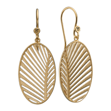 Load image into Gallery viewer, Celebrate your unique awesomeness and positive energy with this beautifully designed earrings in the shape of a Palm Leaf that across eons and cultures has symbolised victory with integrity. For that special touch all the pieces in our Jewellery Collection are delicately handcrafted in 925 Sterling Silver and finished with an 18ct Gold Plating.