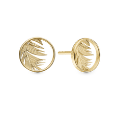 Load image into Gallery viewer, Open Palm Leafs Stud Earrings handcrafted in Sterling Silver and finished with an 18 Gold plating