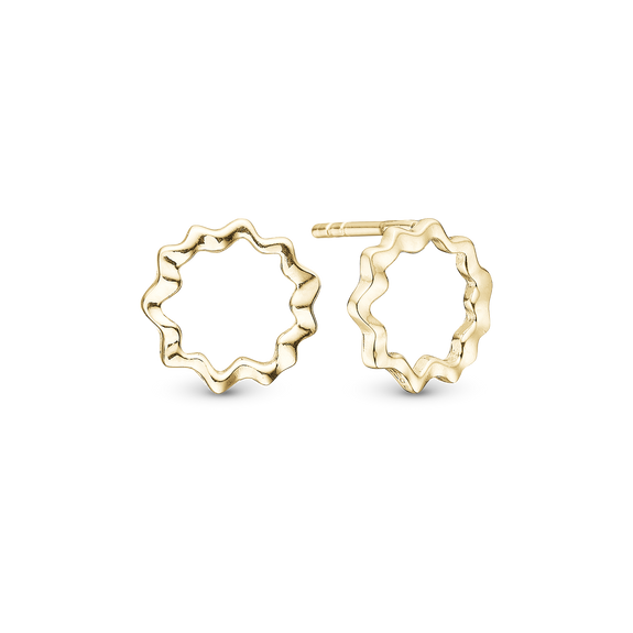 Ocean Waves Stud Earrings handcrafted in Sterling Silver and finished with an 18 Gold plating