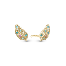 Load image into Gallery viewer, Peacock Studs handcrafted in Sterling Silver and finished with an 18 Gold plating