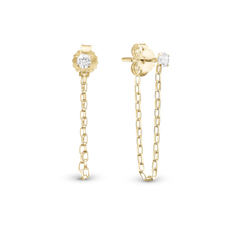 Load image into Gallery viewer, Chained Sparkle Single Stud handcrafted in Sterling Silver and finished with an 18 Gold plating