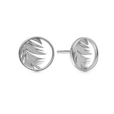 Load image into Gallery viewer, Open Palm Leafs Stud Earrings handcrafted in Sterling Silver and finished with a Rhodium plating