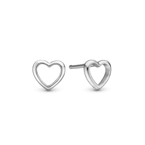 Open Hearted Studs handcrafted in Sterling Silver and finished with a Rhodium plating