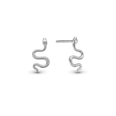 Load image into Gallery viewer, Snake Studs handcrafted in Sterling Silver and finished with a Rhodium plating