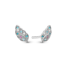 Load image into Gallery viewer, Peacock Studs handcrafted in Sterling Silver and finished with a Rhodium plating
