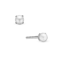 Load image into Gallery viewer, Pearl Single Stud handcrafted in Sterling Silver and finished with a Rhodium plating