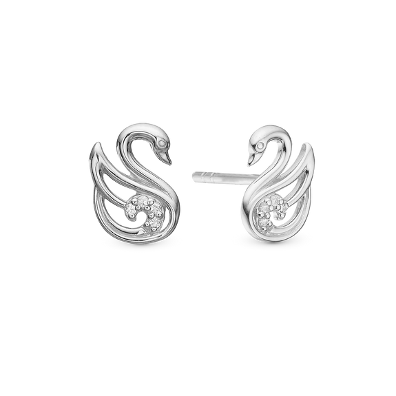 Beauty Stud Earrings handcrafted in Sterling Silver and finished with a Rhodium plating