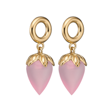 Load image into Gallery viewer, The Pink Chalcedony Stud Earrings. The Colourful Collection by Christina is the perfect way to add a beautiful and colourful REAL gemstone to your jewellery collection. The Pink Chalcedony is the gemstone of Unconditional Love, Contentment, and Compassion and it is cut beautifully to make this wonderful stud earrings