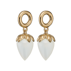 Load image into Gallery viewer, The White Chalcedony Stud Earrings. The Colourful Collection by Christina is the perfect way to add a beautiful and colourful REAL gemstone to your jewellery collection. The White Chalcedony is the gemstone of new beginings and endless love. and it is cut beautifully to make this wonderful stud earrings