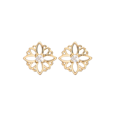 Load image into Gallery viewer, Natural Flower Studs handrcarfted in Sterling Silver and finished with an 18ct Gold Plating with Gemstones