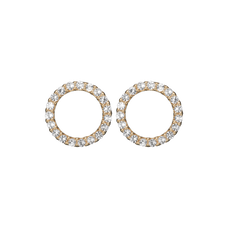 Load image into Gallery viewer, Dazzling Circles Studs handrcarfted in Sterling Silver and finished with an 18ct Gold Plating with Gemstones