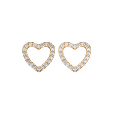 Load image into Gallery viewer, Dazzling Hearts Studs handrcarfted in Sterling Silver and finished with an 18ct Gold Plating with Gemstones