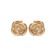 Load image into Gallery viewer, Roses Of Love Studs handrcarfted in Sterling Silver and finished with an 18ct Gold Plating with Gemstones
