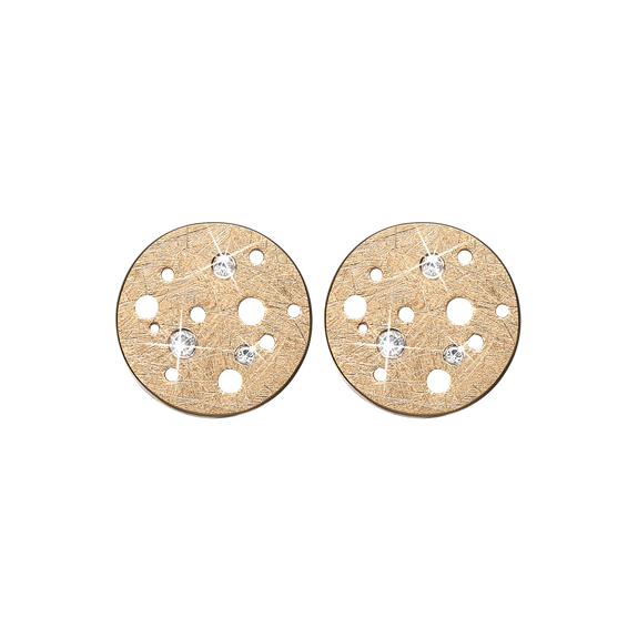 Moon Studs handrcarfted in Sterling Silver and finished with an 18ct Gold Plating with Gemstones