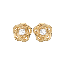 Load image into Gallery viewer, Knot Studs handrcarfted in Sterling Silver and finished with an 18ct Gold Plating with Gemstones