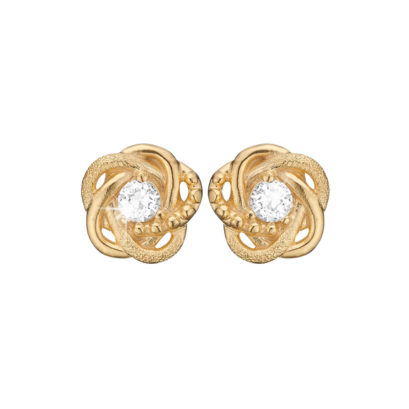 Knot Studs handrcarfted in Sterling Silver and finished with an 18ct Gold Plating with Gemstones