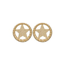 Load image into Gallery viewer, Star In A Circle Studs handrcarfted in Sterling Silver and finished with an 18ct Gold Plating