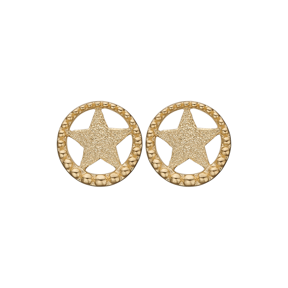 Star In A Circle Studs handrcarfted in Sterling Silver and finished with an 18ct Gold Plating