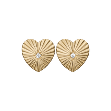 Load image into Gallery viewer, Sunshine Heart Studs handrcarfted in Sterling Silver and finished with an 18ct Gold Plating with Gemstones