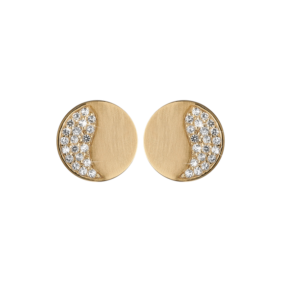 Moonlight Studs handrcarfted in Sterling Silver and finished with an 18ct Gold Plating with Gemstones
