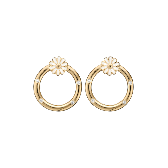 Daisies Circle Studs handrcarfted in Sterling Silver and finished with an 18ct Gold Plating with Gemstones
