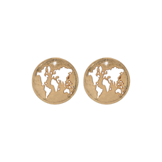 Load image into Gallery viewer, The World Studs handrcarfted in Sterling Silver and finished with an 18ct Gold Plating with Gemstones