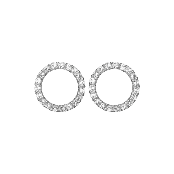 Dazzling Circles Studs handrcarfted in Sterling Silver and finished with a Rhodium Plating with Gemstones