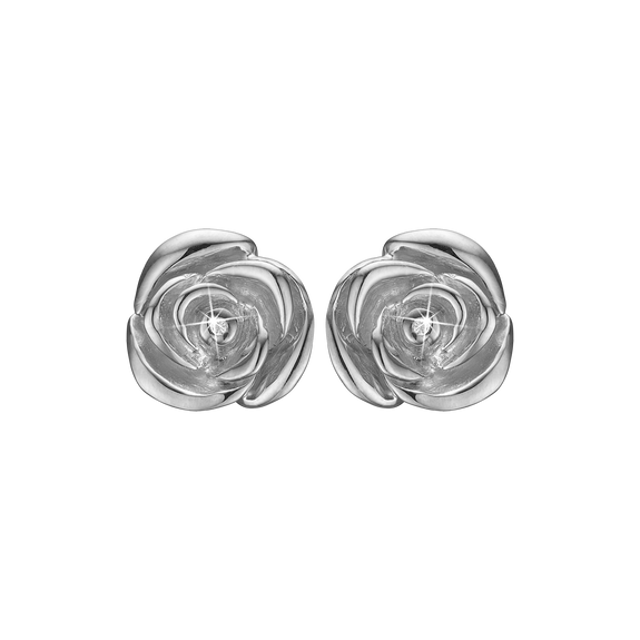 Roses Of Love Studs handrcarfted in Sterling Silver and finished with a Rhodium Plating with Gemstones