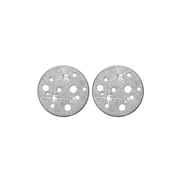 Moon Studs handrcarfted in Sterling Silver and finished with a Rhodium Plating with Gemstones