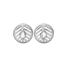 Load image into Gallery viewer, Open Leaf Studs handrcarfted in Sterling Silver and finished with a Rhodium Plating with Gemstones