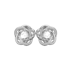 Load image into Gallery viewer, Knot Studs handrcarfted in Sterling Silver and finished with a Rhodium Plating with Gemstones