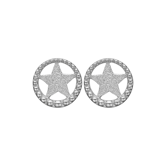Star In A Circle handrcarfted in Sterling Silver and finished with a Rhodium Plating 
