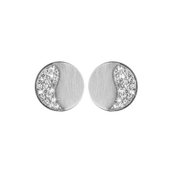 Moonlight Studs handrcarfted in Sterling Silver and finished with a Rhodium Plating with Gemstones