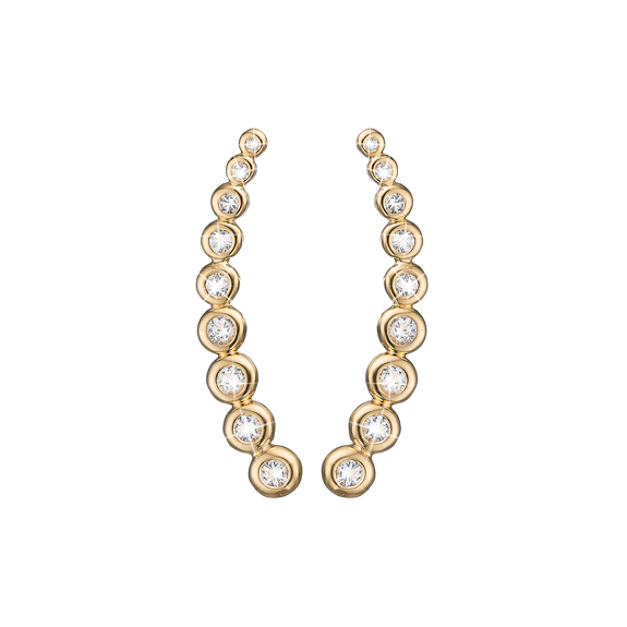 Snow Balls Crawler Earrings Gold with Gemstones
