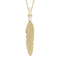 Load image into Gallery viewer, Sparkling Feather Pendant with Necklace handcrafted in Silver and finished with an 18ct Gold Finish.On its own or with a Necklaces.