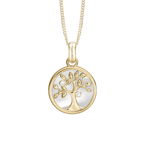 Pearly Tree Of Life Pendant with Necklace handcrafted in Silver and finished with an 18ct Gold Finish.On its own or with a Necklaces.
