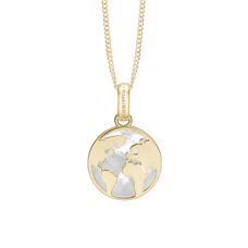 Load image into Gallery viewer, The World Pendant with Necklace handcrafted in Silver and finished with an 18ct Gold Finish.On its own or with a Necklaces.