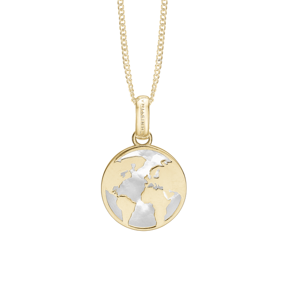 The World Pendant with Necklace handcrafted in Silver and finished with an 18ct Gold Finish.On its own or with a Necklaces.