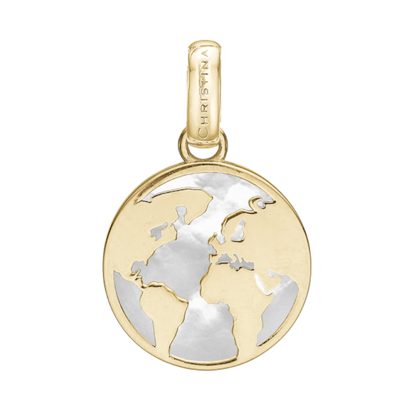 The World Pendant handcrafted in Silver and finished with an 18ct Gold Finish.On its own or with a Necklaces.