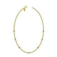 Load image into Gallery viewer, Colourful Champagne Necklace handcrafted in Silver and finished with an 18 Gold. 