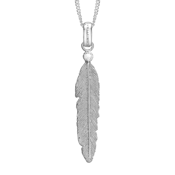 Sparkling Feather Pendant with Necklace handcrafted in Sterling Silver. Available as Pendant on its own or with a Necklaces.
