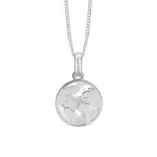 Load image into Gallery viewer, The World Pendant with Necklace handcrafted in Sterling Silver. Available as Pendant on its own or with a Necklaces.