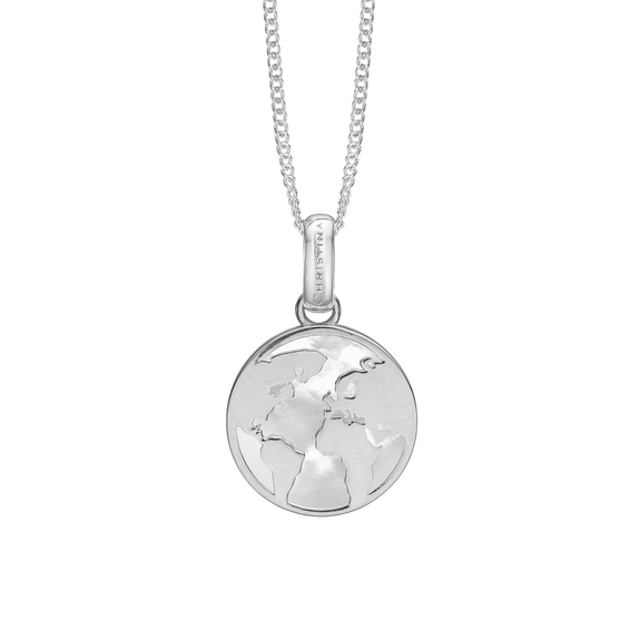 The World Pendant with Necklace handcrafted in Sterling Silver. Available as Pendant on its own or with a Necklaces.