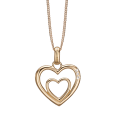 Load image into Gallery viewer, Two Open Hearts Necklace Gold with Gemstones