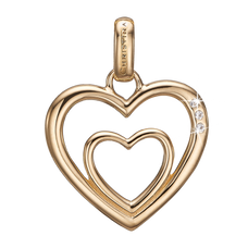 Load image into Gallery viewer, Two Open Hearts Pendant Gold with Gemstones