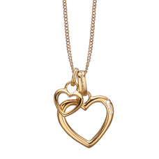 Load image into Gallery viewer, Open Mother Hearts Necklace Gold with Gemstones