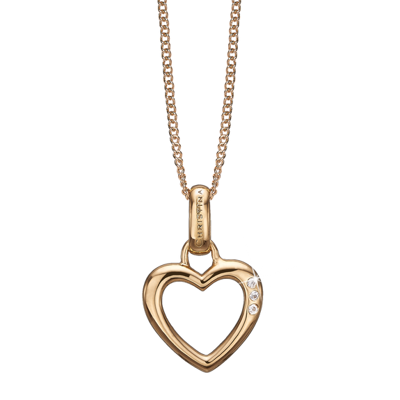 Open Heart Necklace Gold with Gemstones
